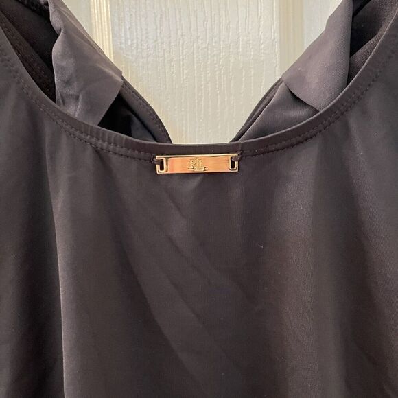 Lauren Ralph Lauren Black Ruffle One-Piece Swimsuit Beach Club Solids Size 14 - Picture 13 of 13
